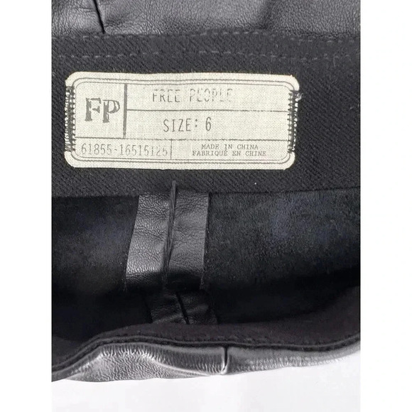 NWT FREE PEOPLE Women Size 6 Black Vegan Leather Side &Ankle Zippers 30"x28" - Picture 9 of 13
